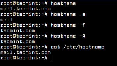 Vérifier le nom d'hôte dans Debian