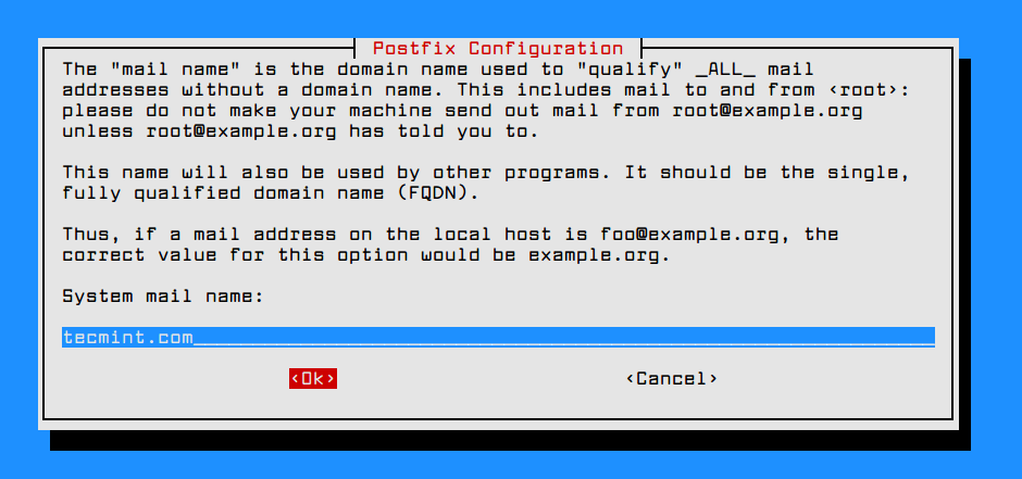 Configure Postfix Mail Domain