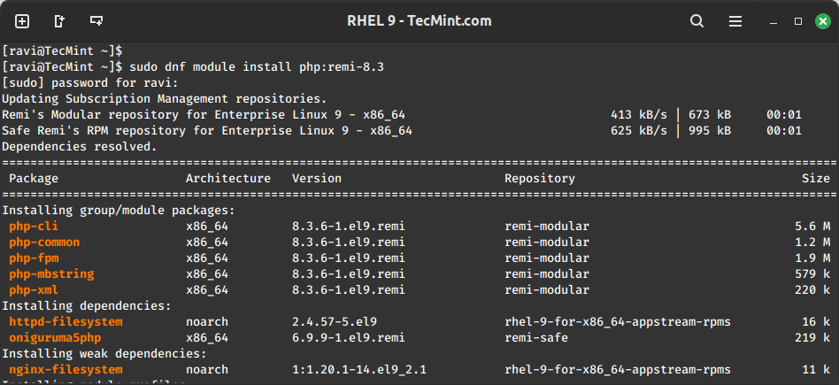 Install PHP in RHEL
