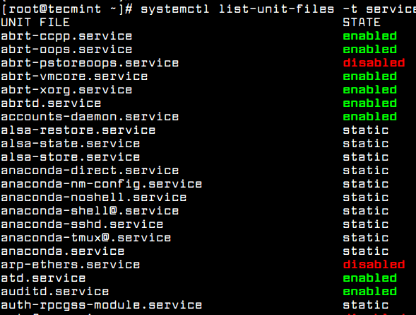 List Enabled Services