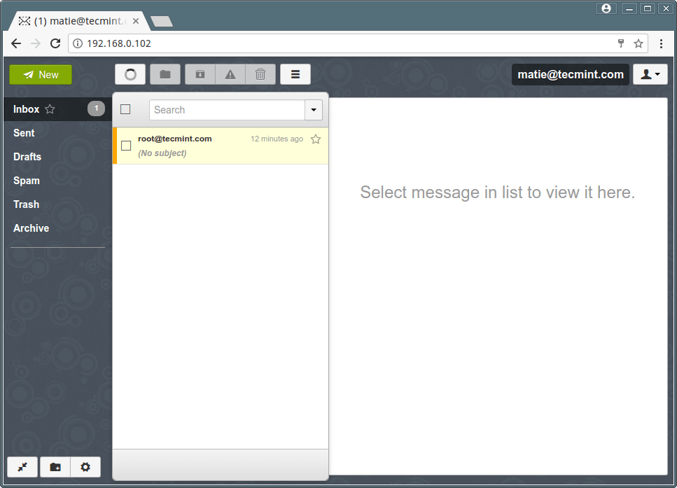 Postfix Webmail User Inbox