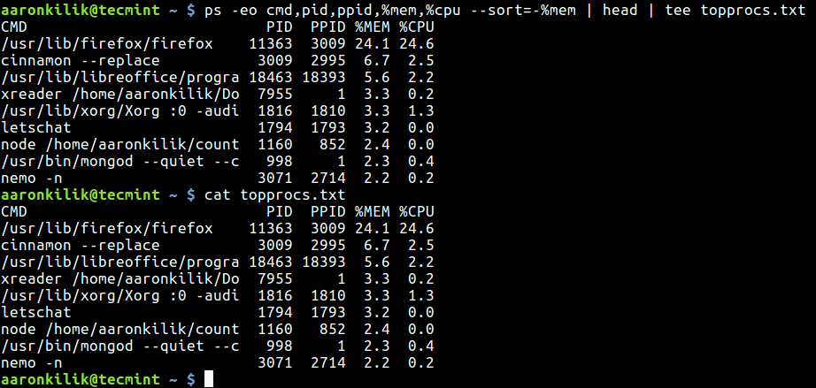 Save Command Output to File