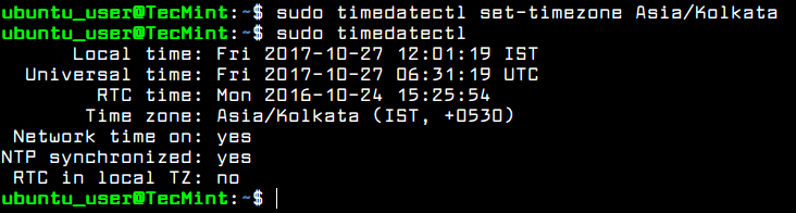 Set Ubuntu Timezone
