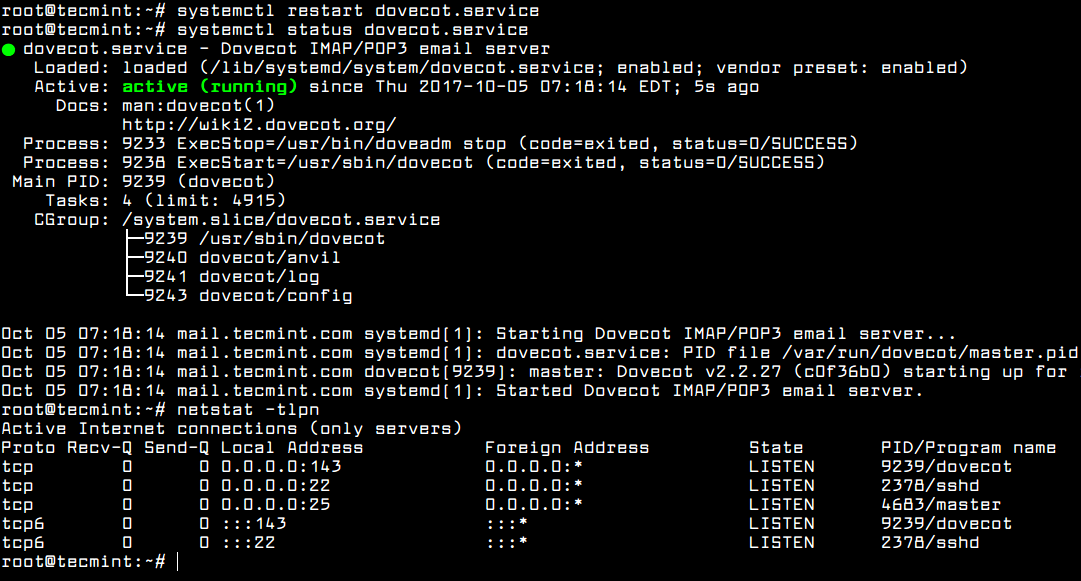 Start and Verify Dovecot