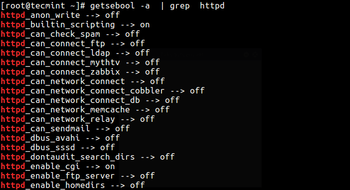 Check HTTP SELinux Boolean Values