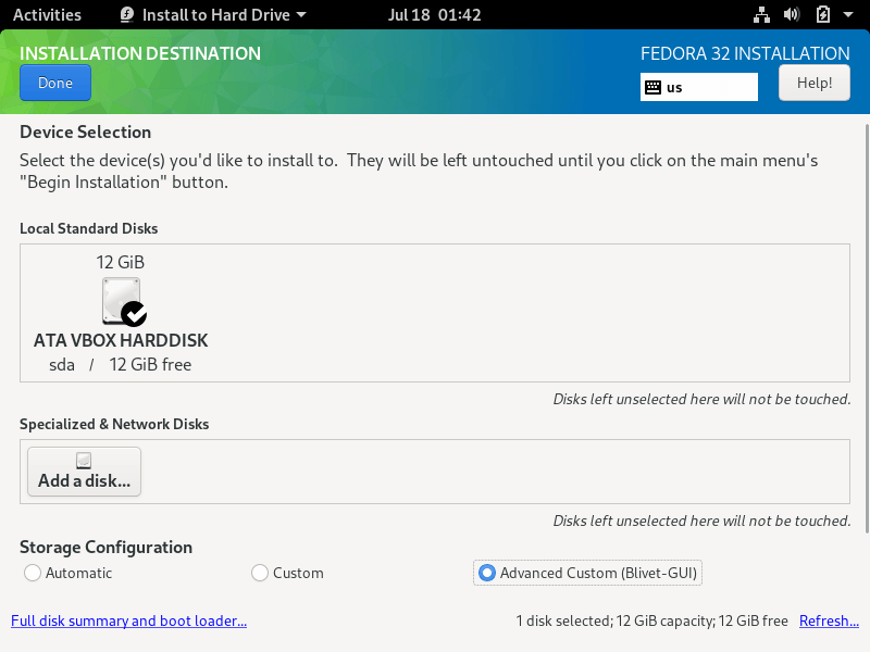 Choose Fedora Installation Disk