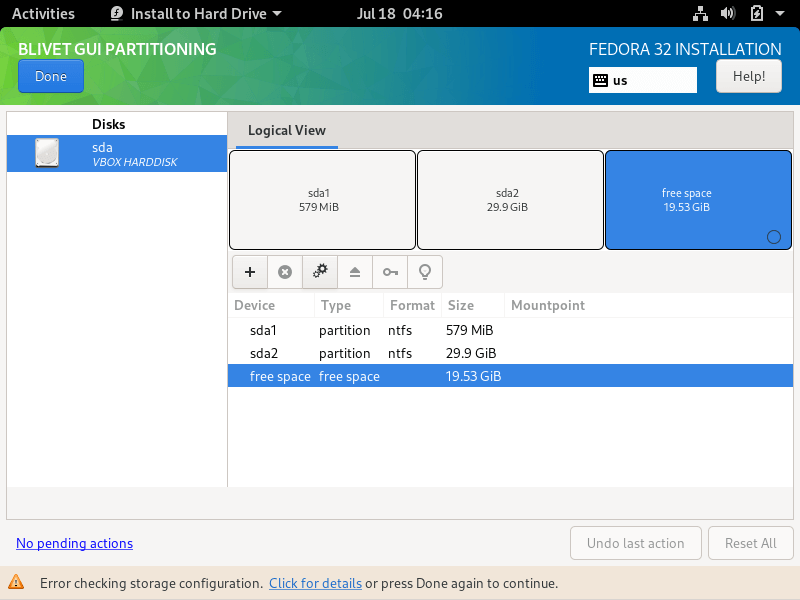 Choose Free Space Partition