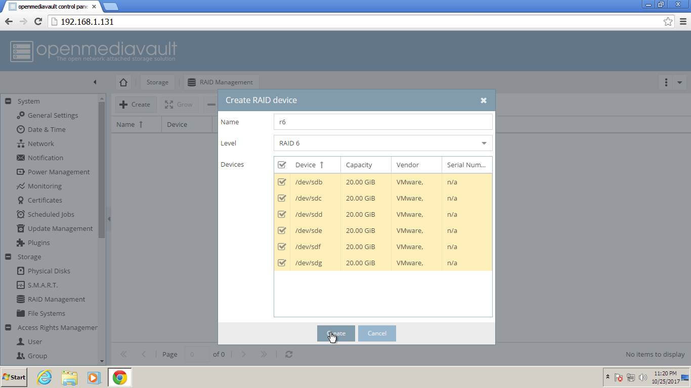 Create OpenMediaVault Raid Device