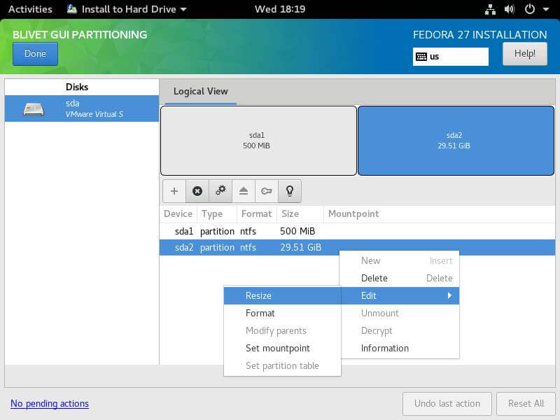 Fedora Blivet GUI Partitioning
