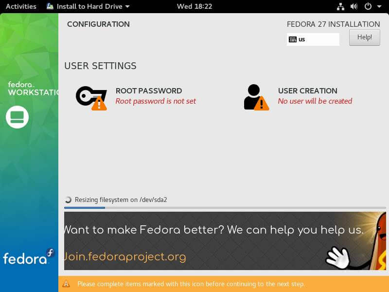 Fedora User Setting