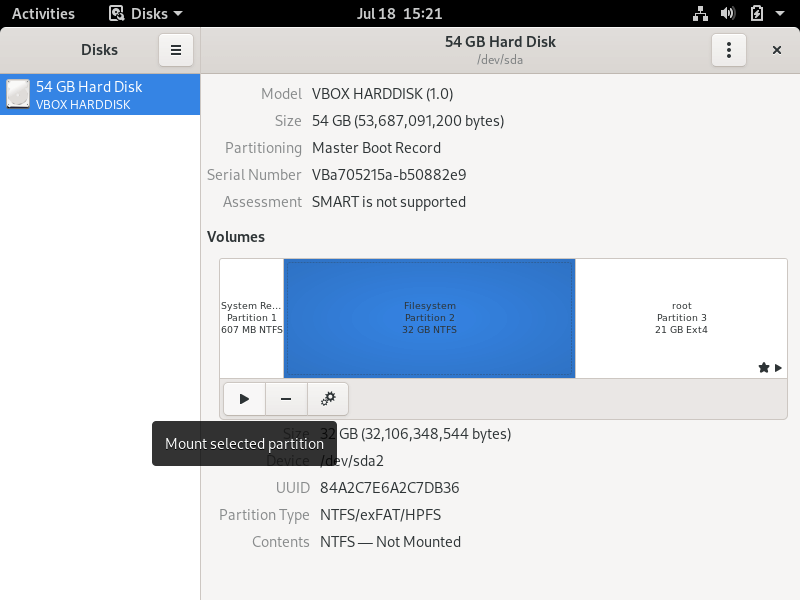 Mount Windows Partition in Fedora