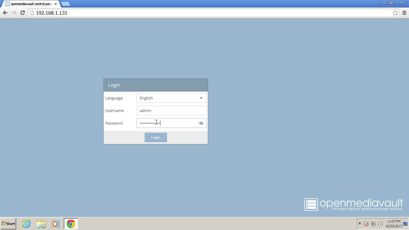 OpenMediaVault Admin Login