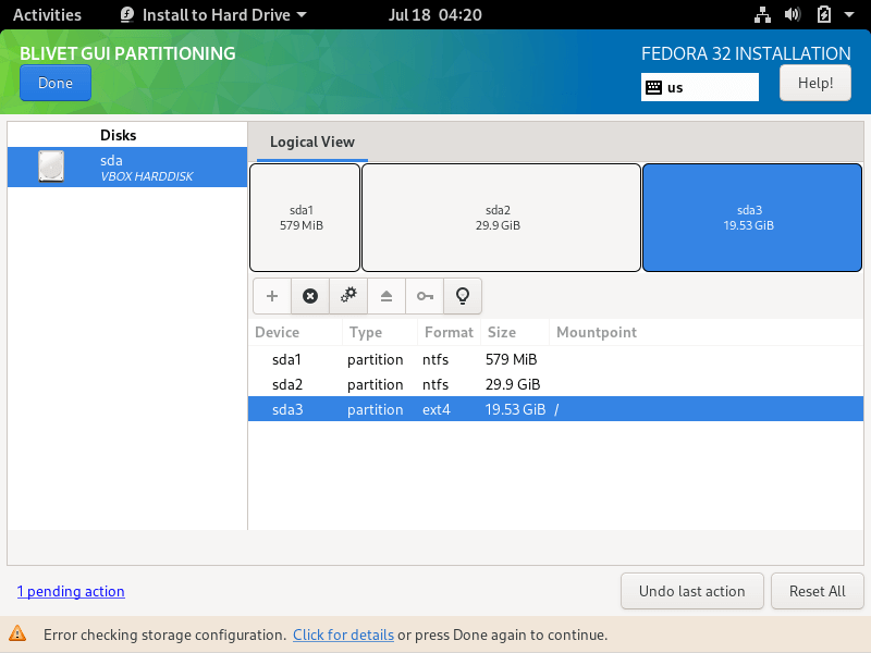 Partition Table Summary