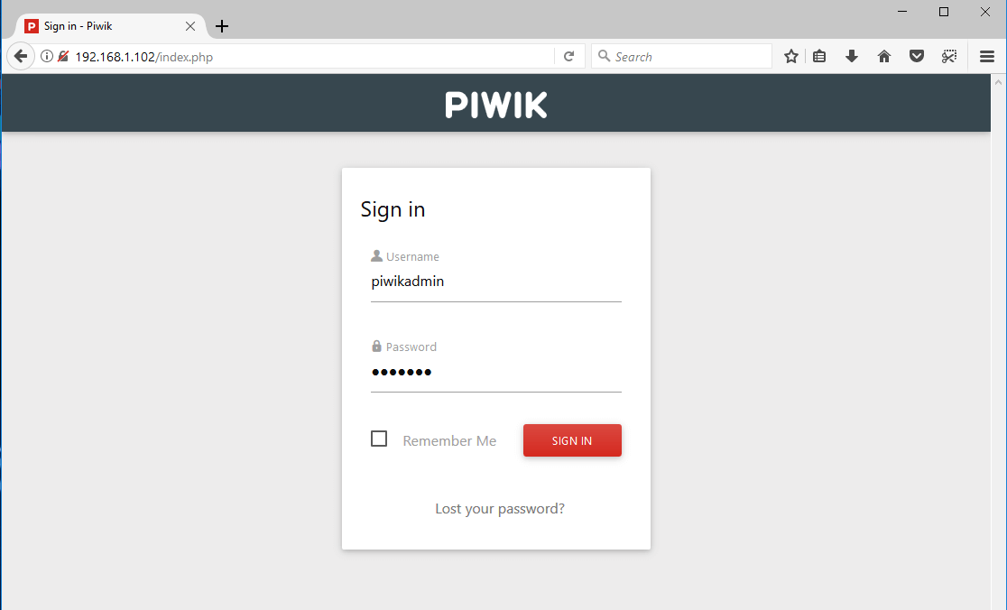 Piwik Admin Login