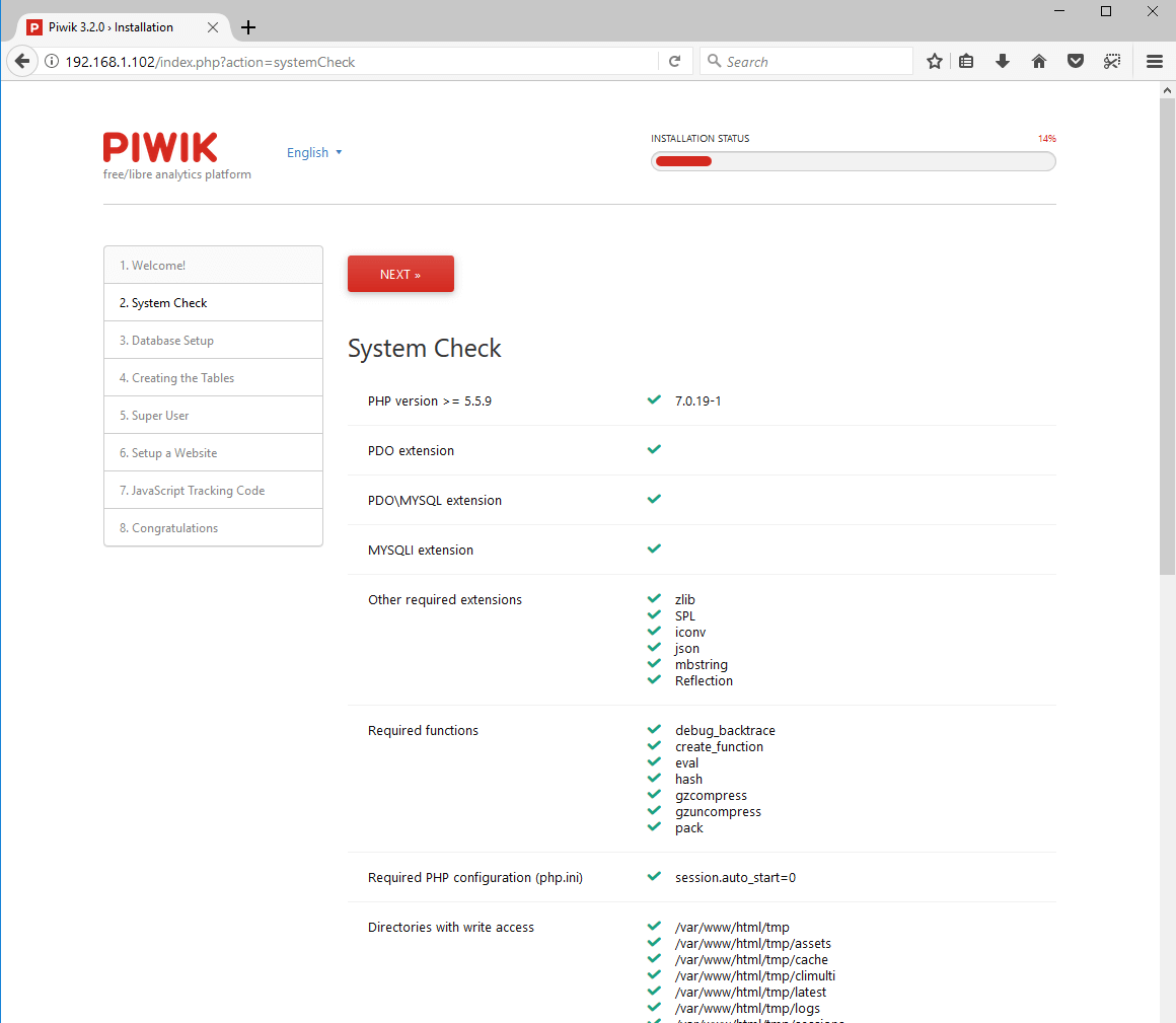 Piwik Database Settings