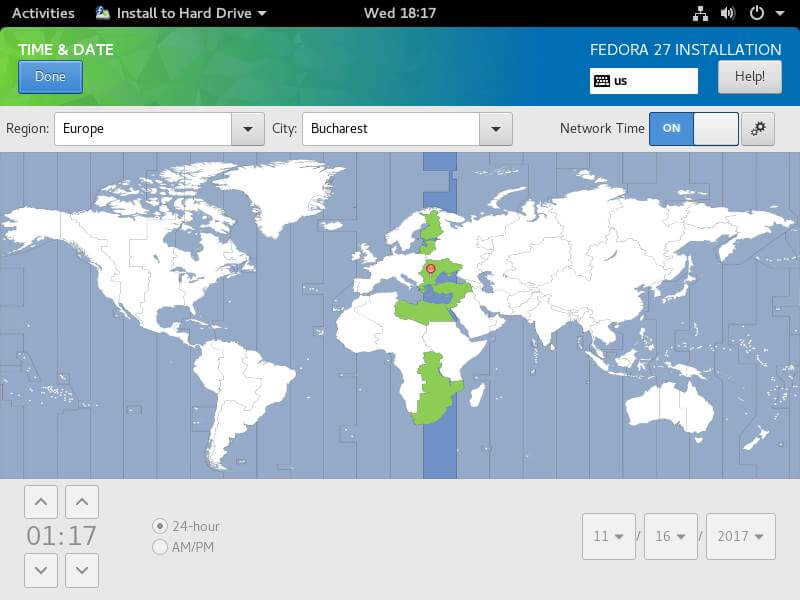 Select Fedora Timezone