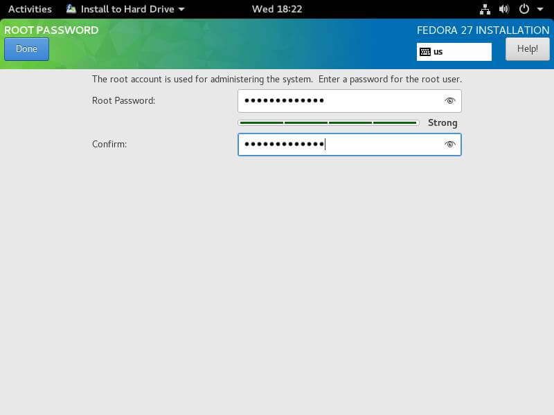 Set Fedora Root Password
