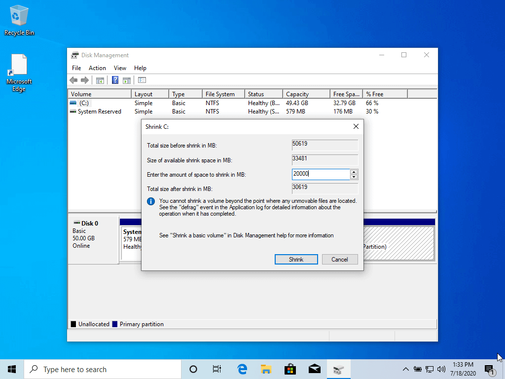 Shrink Windows Partition