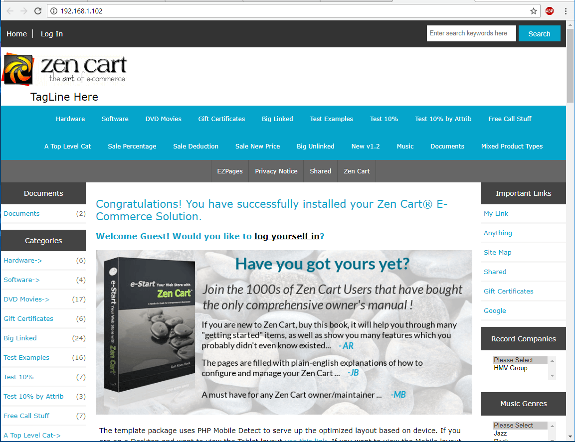 ZenCart Store Frontend