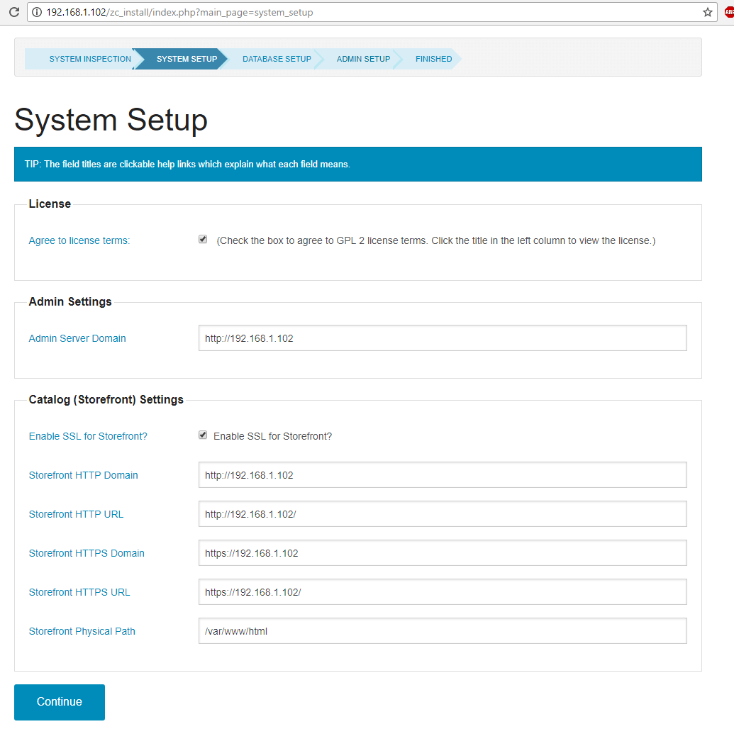 ZenCart System Setup