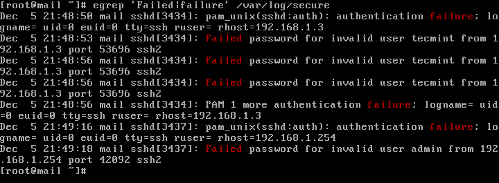 Find Failed SSH Logins in CentOS