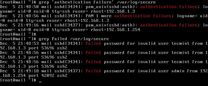 Find SSH Authentication Failure Logins