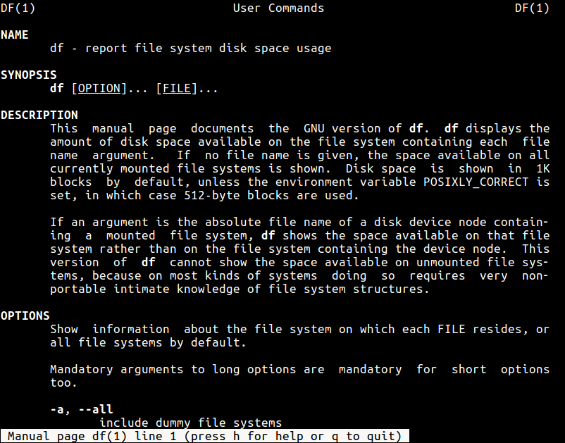 df Command Man Page