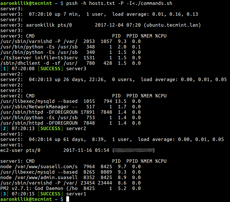 Run Multiple Commands On Remote Servers