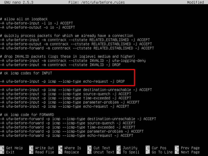 Block Ping ICMP Request in UFW Firewall