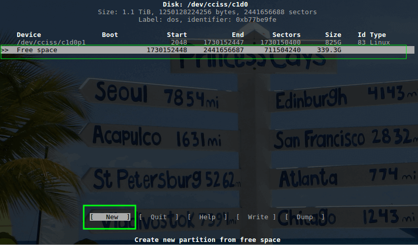 Cfdisk Partition Menu