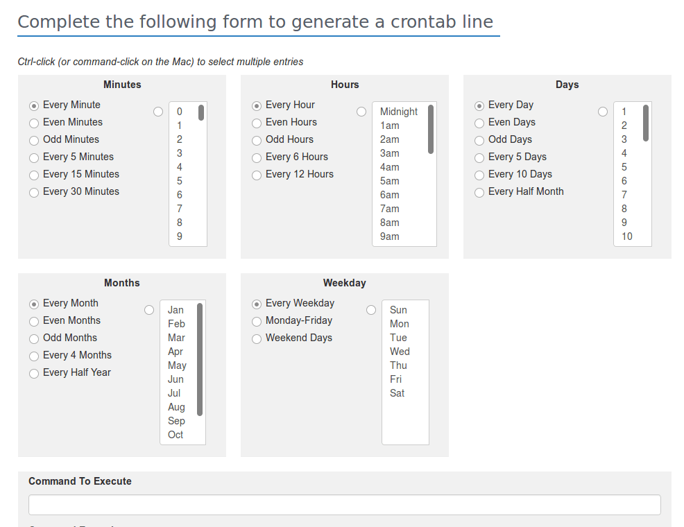 Crontab Generator