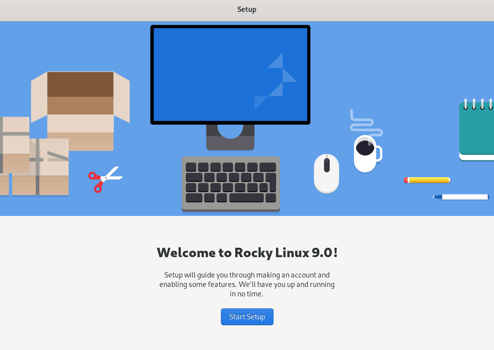 Gnome Rocky Linux Welcome Screen