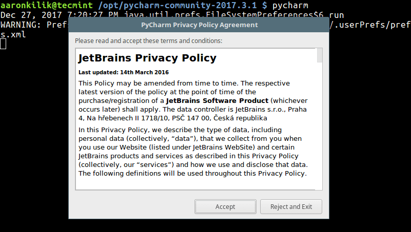 Pycharm Accept Agreement