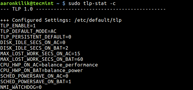 Show TLP Configuration