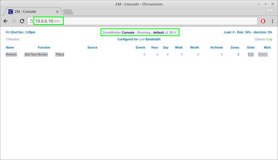 Zone Minder Dashboard