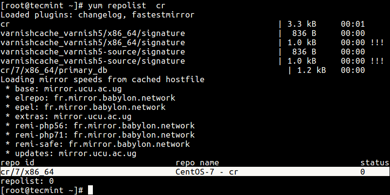 Check CentOS CR Repository