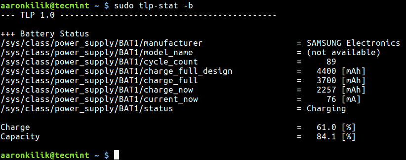 Show Linux Battery Information