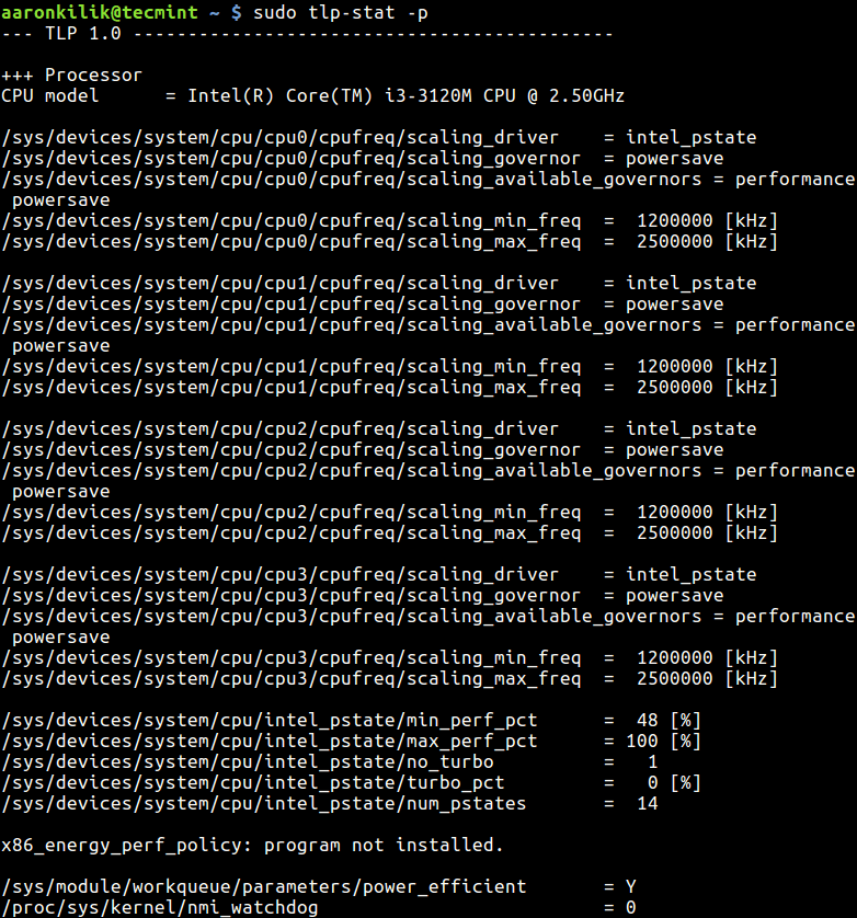 Show Processor Data