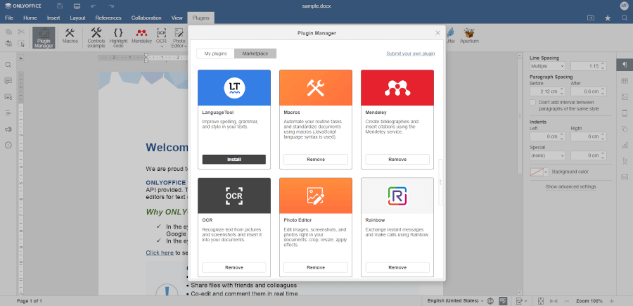 ONLYOFFICE Plugin Manager