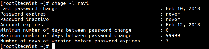 View User Password Aging Information