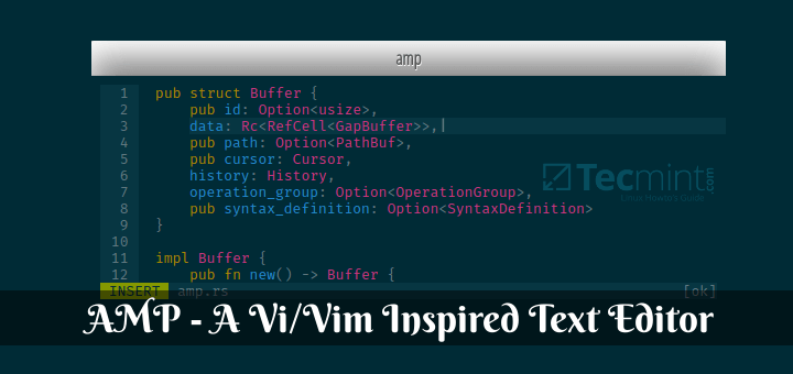 AMP - Vi/Vim Inspired Text Editor for Linux