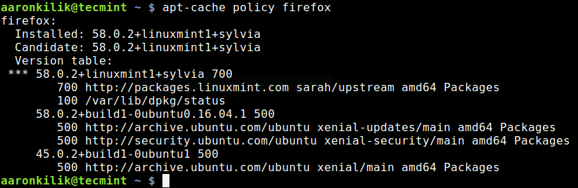  Verificar la versión del paquete instalado en Ubuntu 