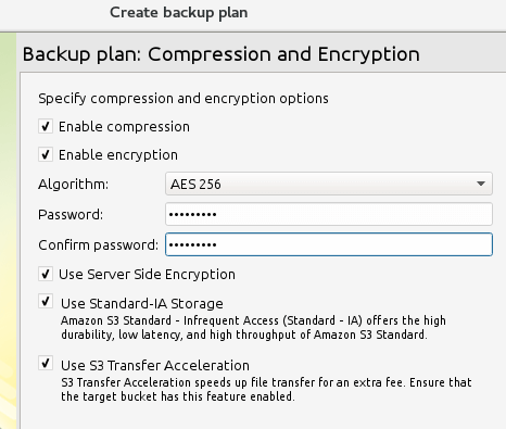 Enable Compression and Encryption on Backup