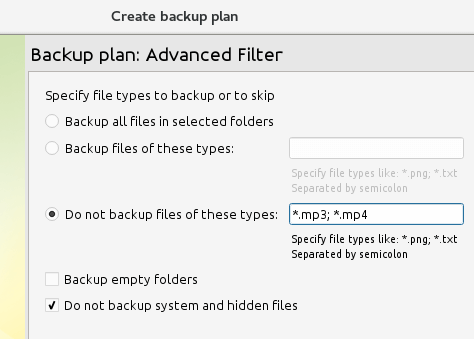 Exclude Files for Backup