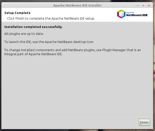 NetBeans IDE Installation Completes