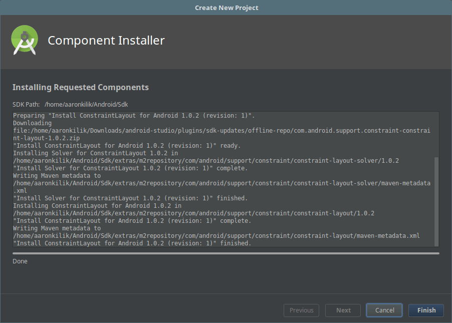 Install Android Studio Components