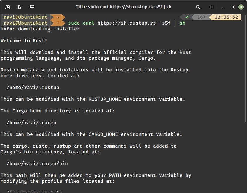 Install Rust in Linux