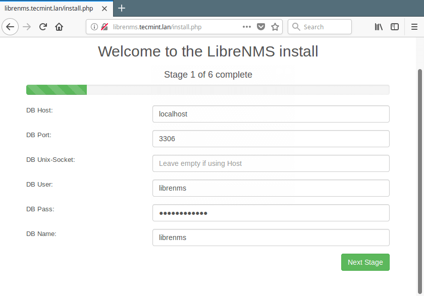 LibreNMS Database Settings