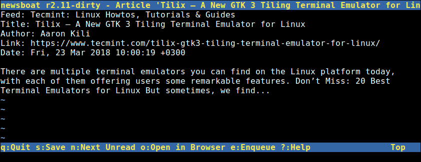  Seleccionar tema de feed en la terminal de Linux 