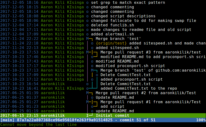 Show Git Repository Commits